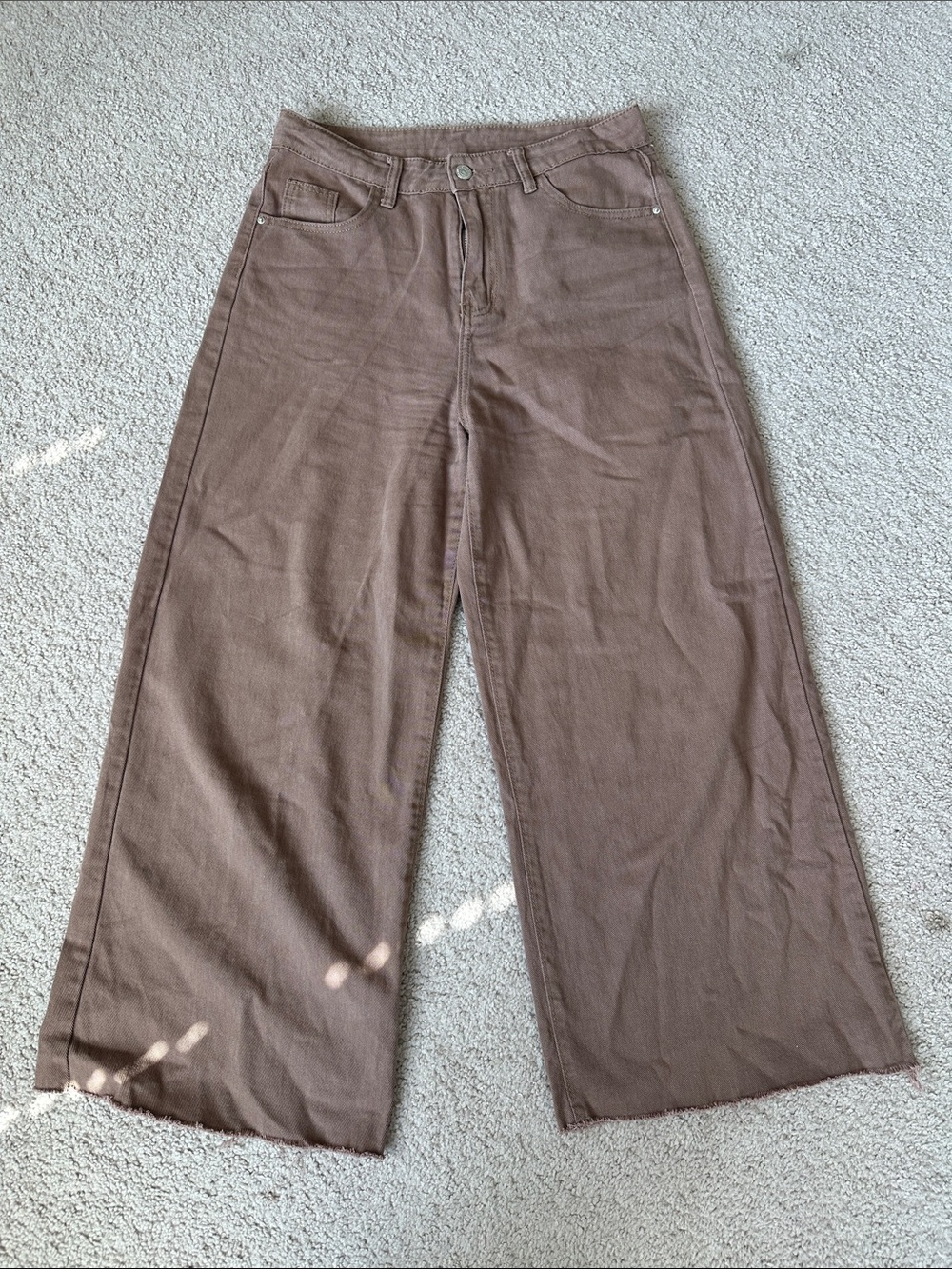 SHEIN Casual High Waist Wide-Leg Pants in Taupe Brown- Size M/6